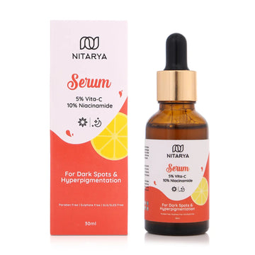 Nitarya 5% Vita-C Face Serum for Glowing Skin | Vitamin C | With 10% Niacinamide and Hyaluronic Acid | Removes Dark Spots | Helps with Hyperpigmentation and Uneven Skin Tone | 30 ml