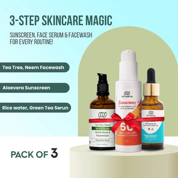 1% Hyaluronic Acid Sunscreen  & 10% Niacinamide Face Serum & Tea Tree and Neem Face Wash