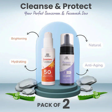 1% Hyaluronic Acid Sunscreen  & 1% Hyaluronic Acid and 2% Niacinamide Face Wash 